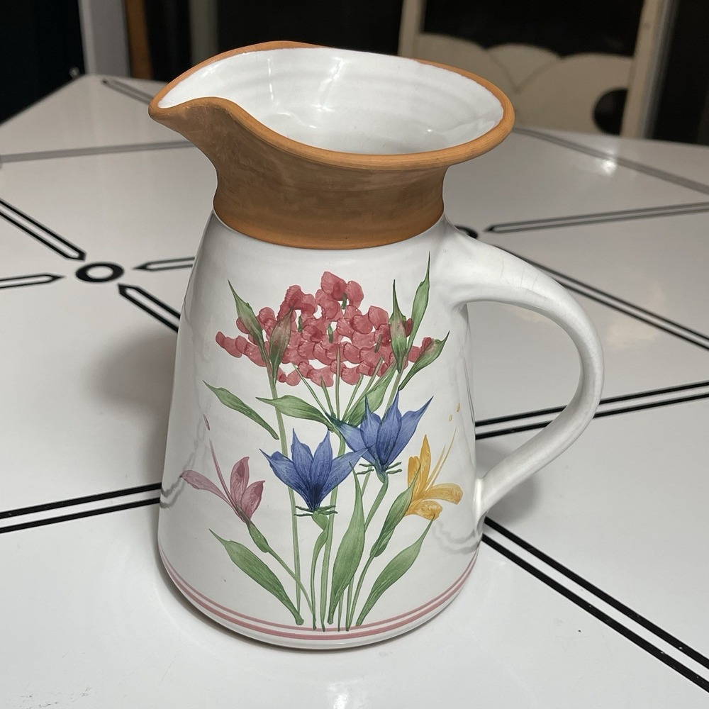 Vintage Emerson Creek Pottery Pitcher Vase Floral Flower Bedford VA